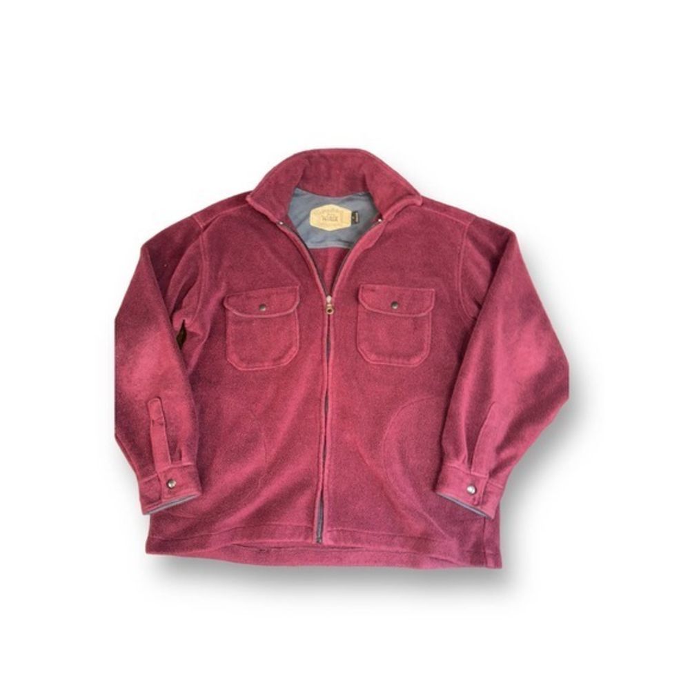 Vintage‎ Woolrich Burgundy Fleece Shirt Jacket Shacket Men’s Size Large